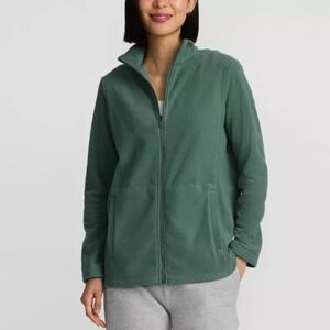 LANDS’END Womens Moss Green zip up fleece size large